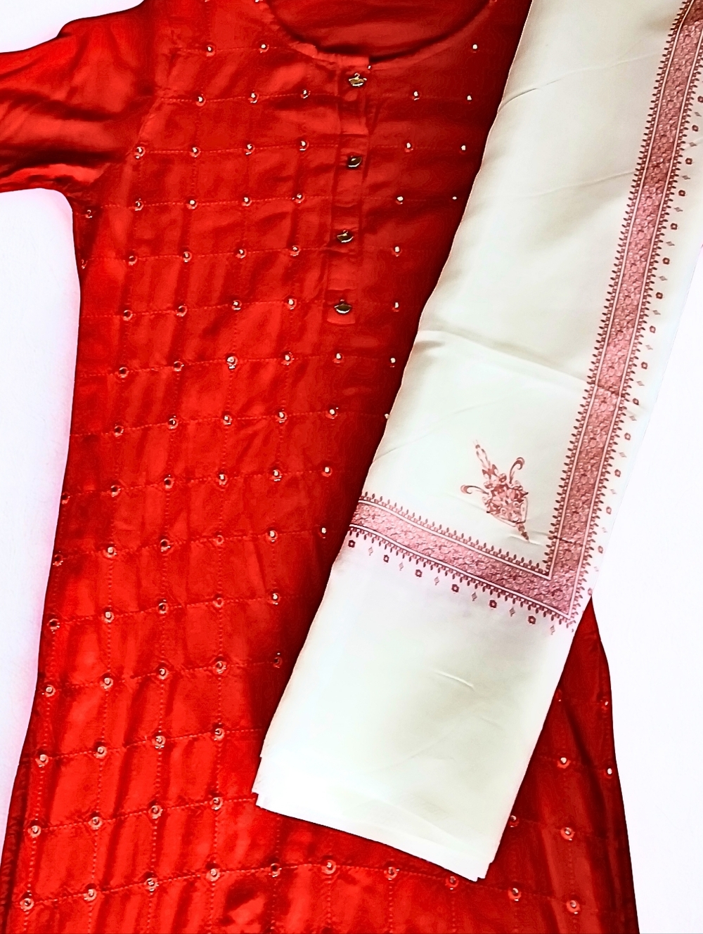 Indian Pakistani Kurti Dress and Scarf - Two Piece Outfit - Size Medium